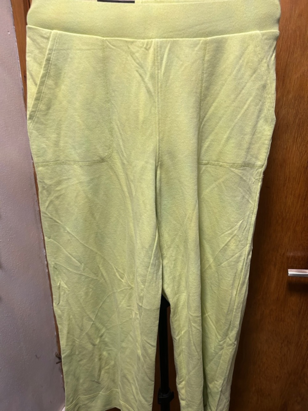 Who What Wear Pale Lime Wide-Leg Knit Pants
